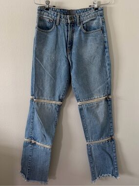 Carmar Medium Blue Straight-Leg Zip-Panel Jeans